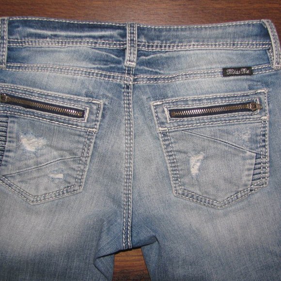 Miss Me Jeans Size 25 Signature Straight Low Rise Denim Distressed 8 Pockets - Picture 8 of 12